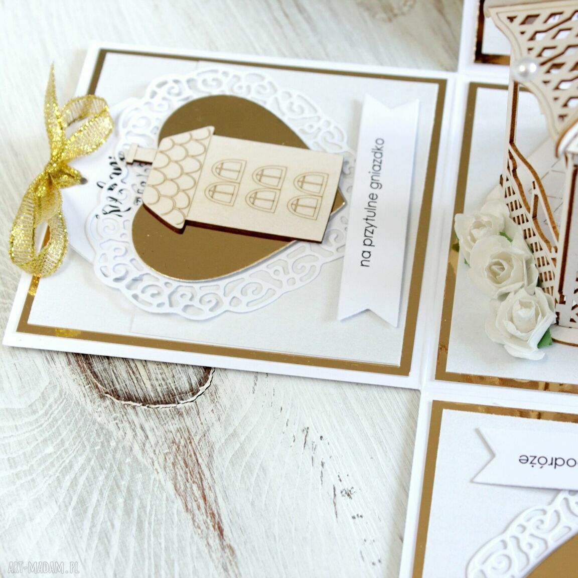 kartki: Pudełko na ślub wesele kartka prezent ręcznie wykonane