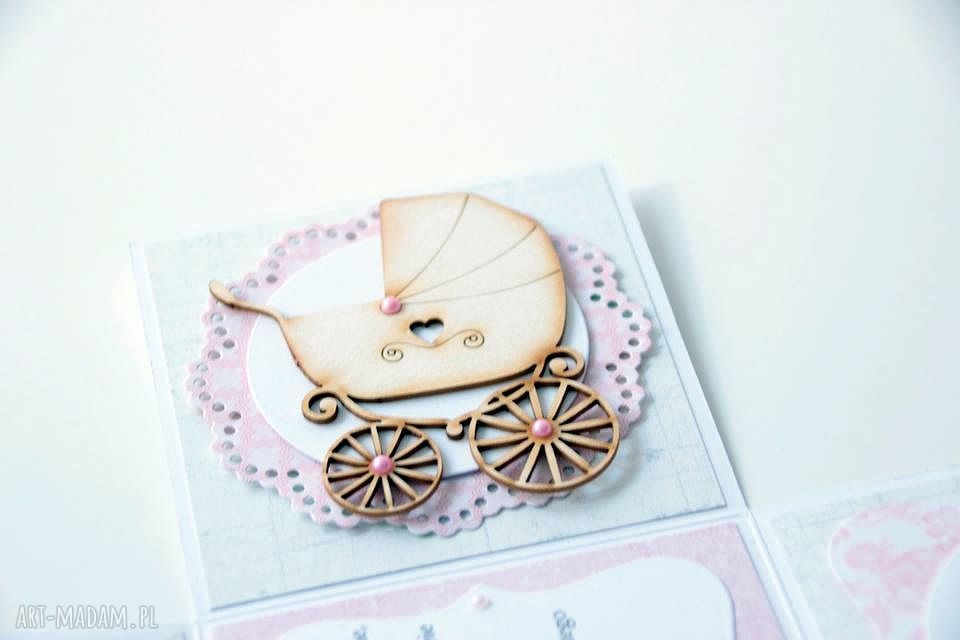 scrapbooking kartki: Pudełko niespodzianka dla dziewczynki na Chrzest ręcznie wykonane