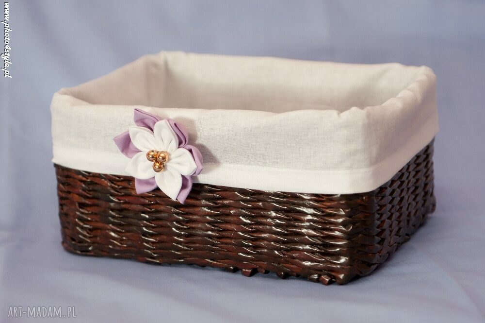 Prostokątny koszyk eko koszyczek kwiatuszkiem pudełko preent
