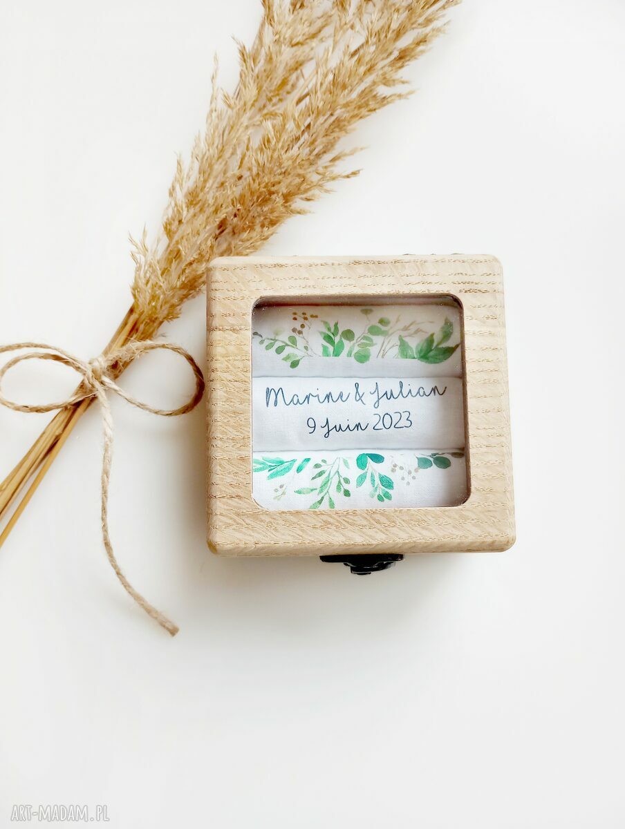 Pudełko na obrączki z szybka - personalizowane ślubne