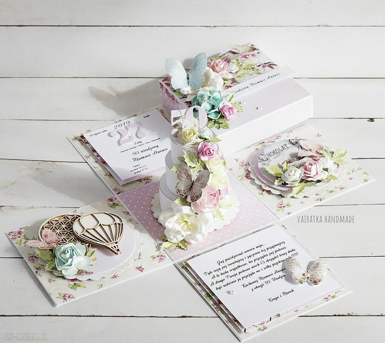 Urodzinowy exploding box tortem zamówienie urodziny prezent