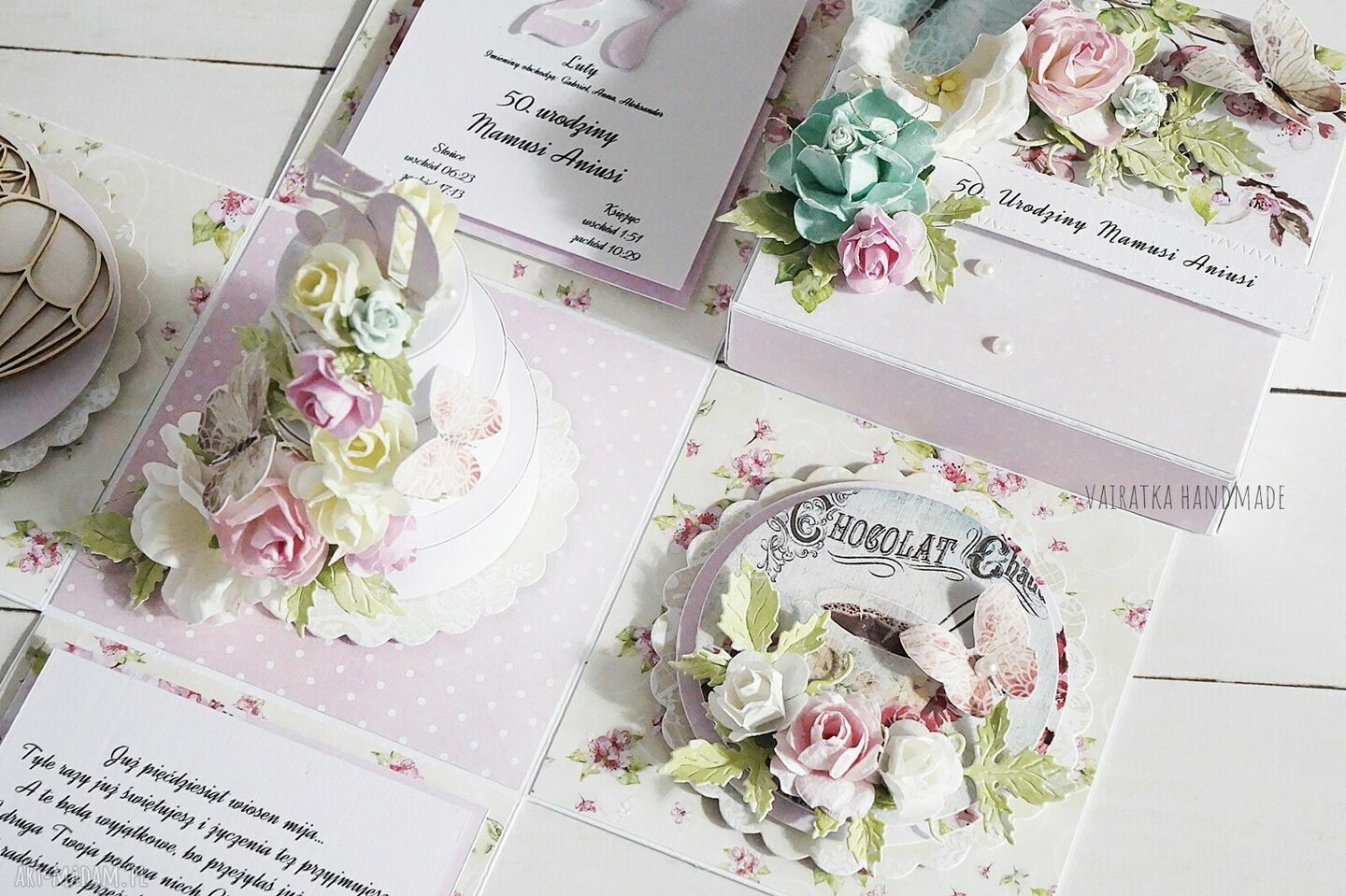 scrapbooking kartki: Urodzinowy exploding box z tortem na zamówienie hand made
