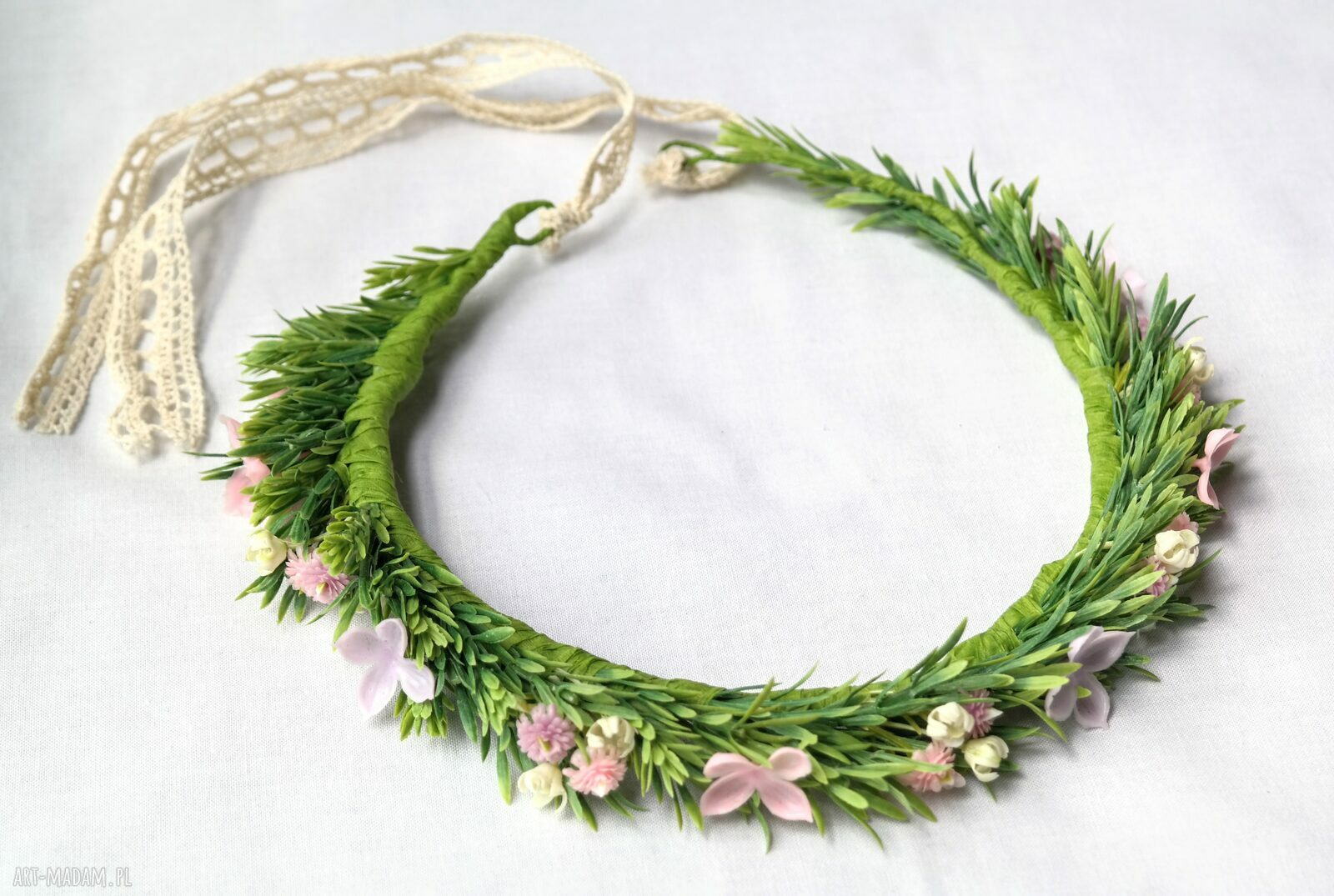 Pudrowy świt - pastelowy wianek handmade boho na ślub i sesję