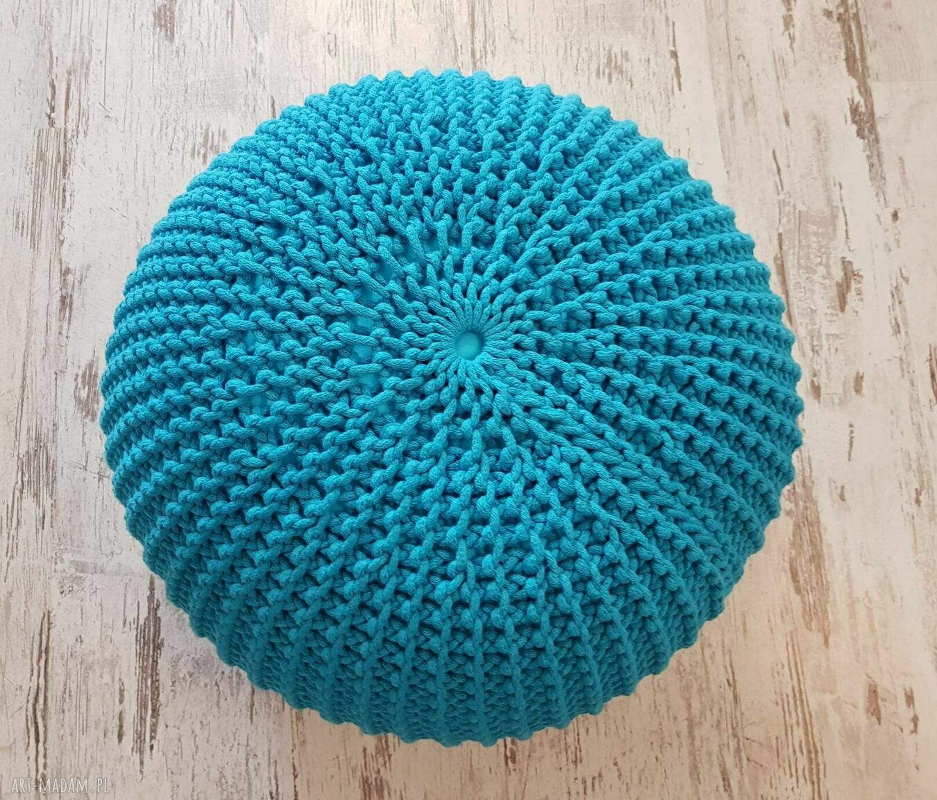 Pufa 50x25 cm - podnóżek i siedzisko z bawełnianego sznurka