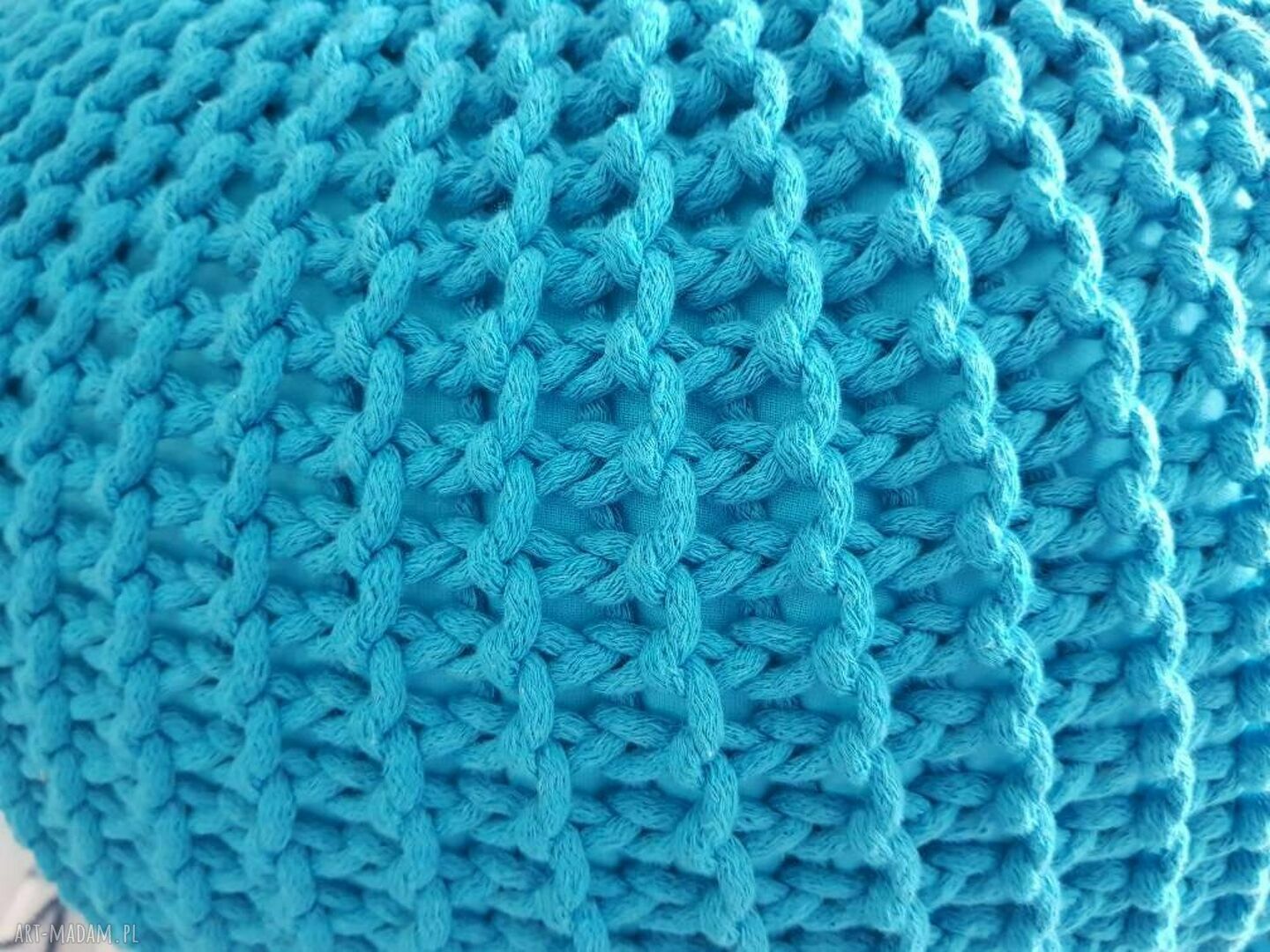 Pufa 50x25 cm - podnóżek i siedzisko z bawełnianego sznurka