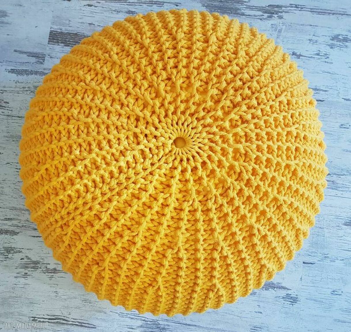 Pufa 60x35 cm XL - ręcznie dziergana pufa z bawełnianego sznurka