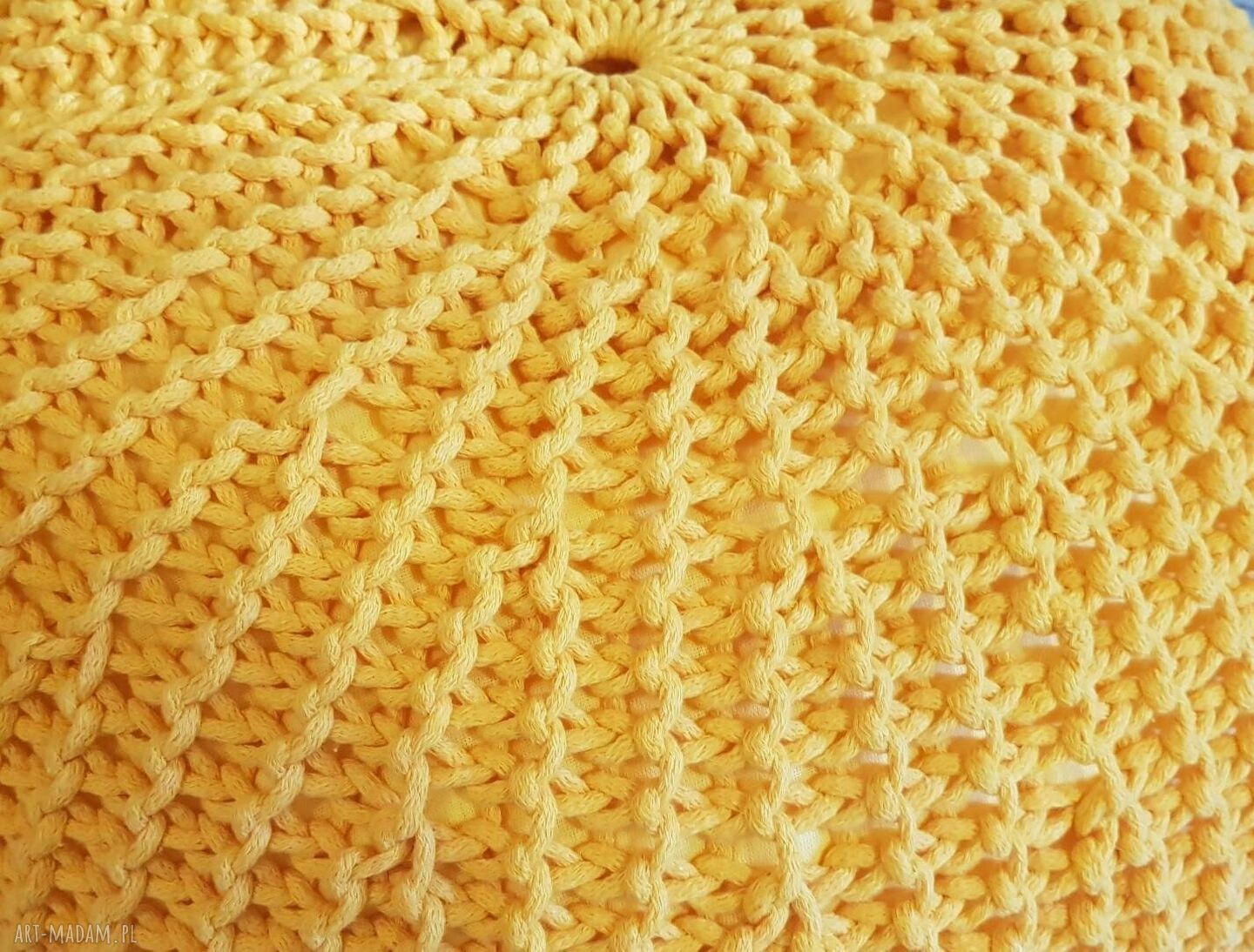Pufa 60x35 cm XL - ręcznie dziergana pufa z bawełnianego sznurka
