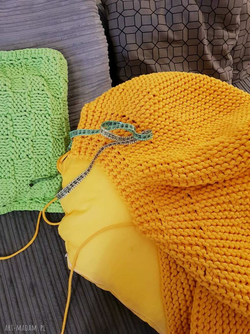 Pufa 60x35 cm XL - ręcznie dziergana pufa z bawełnianego sznurka