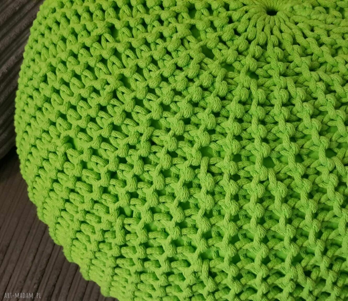 Pufa 50x35 cm - podnóżek ręcznie dziergany z bawełnianego sznurka