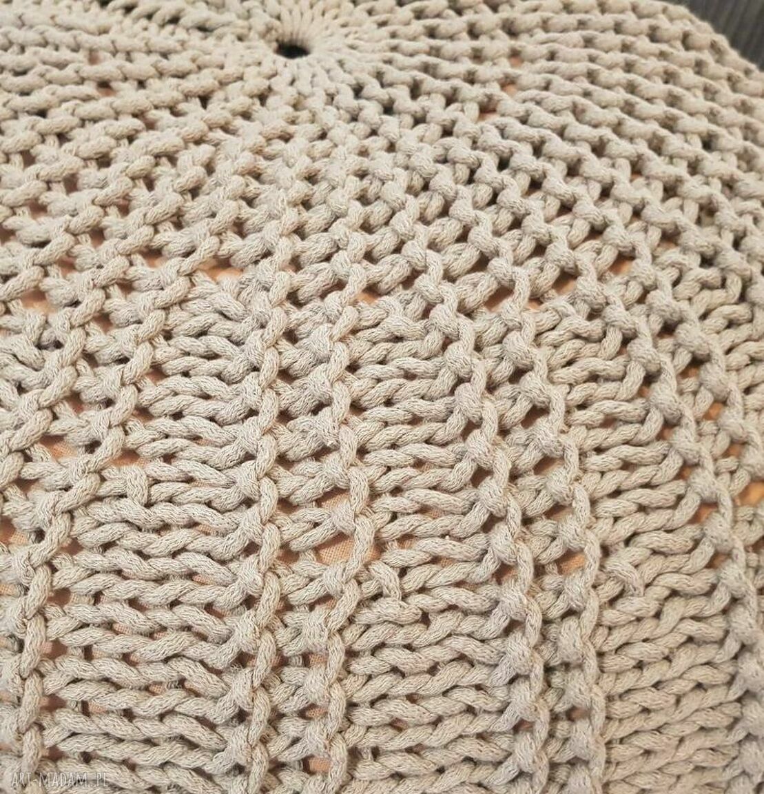 Pufa 60x25cm dziergana na drutach - zdejmowany pokrowiec i wygodne siedzisko