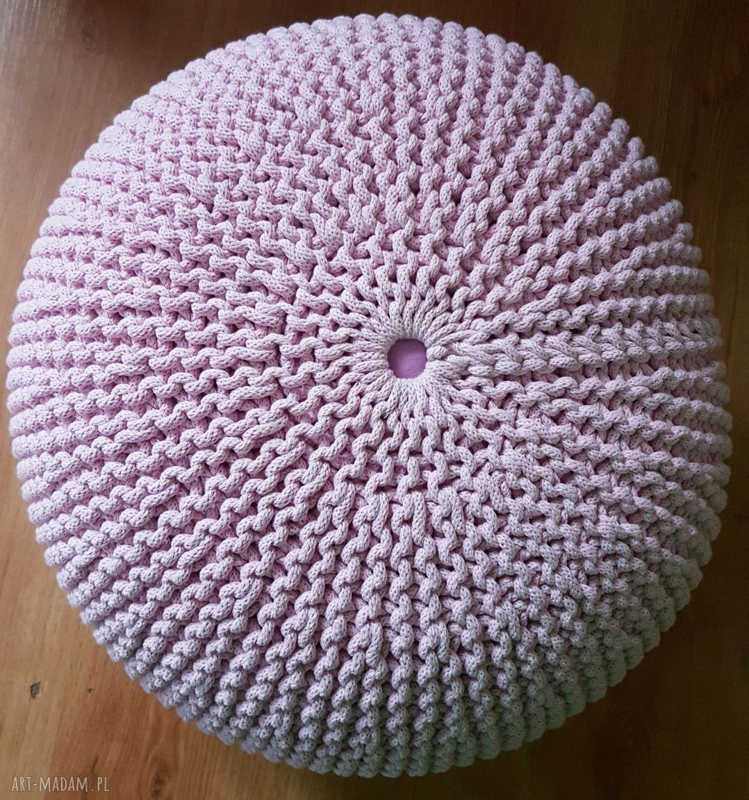Ręcznie pleciona pufa z bawełnianego sznurka - 40 cm średnicy, 30 cm wysokości