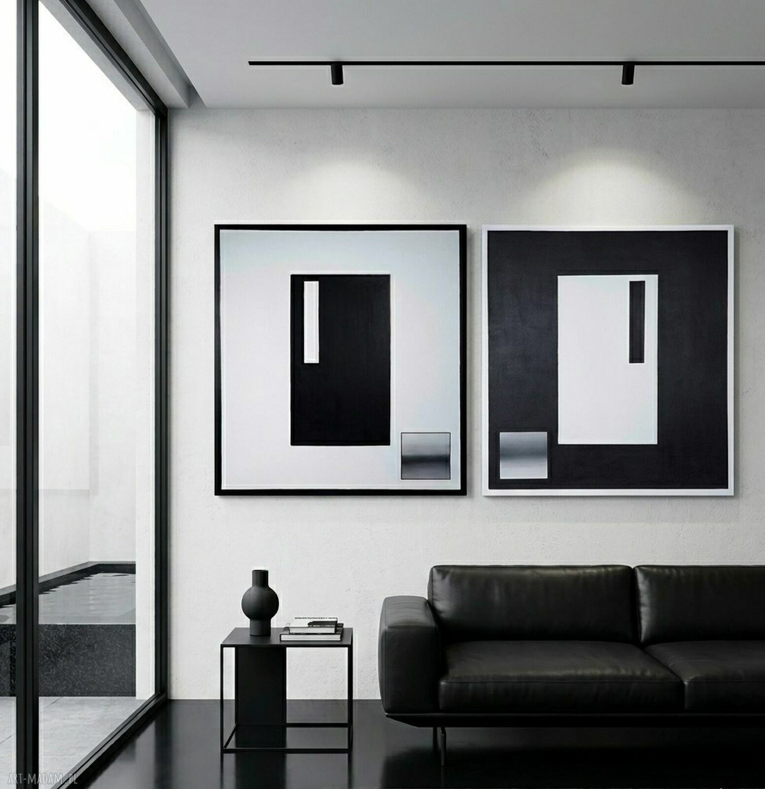 Punkty styku - dyptyk abstrakcyjny minimalizm z akrylu 2x100x90 cm