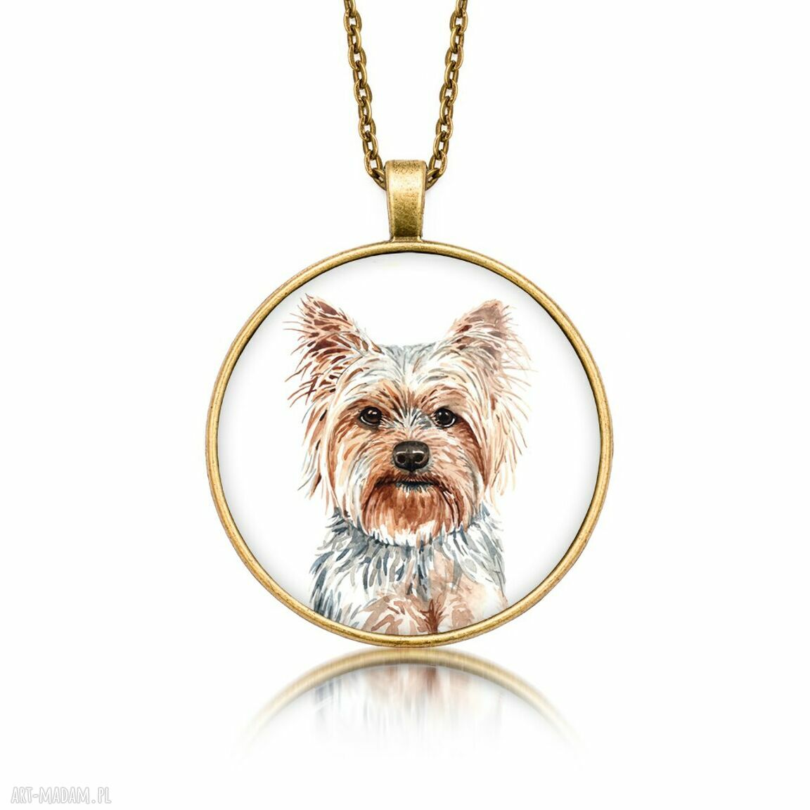 Medalion okrągły Yorkshire Terrier - ręcznie robiony naszyjnik | art-Madam.pl