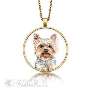 medalion okrągły z grafiką yorkshire terrier rasowy pies