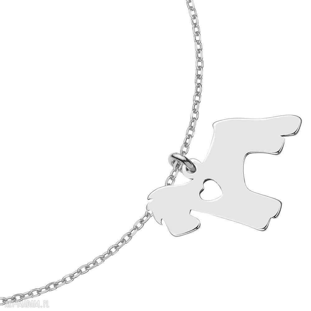 bransoletki: Srebrna bransoletka z psem rasy sznaucer Ręcznie wykonane