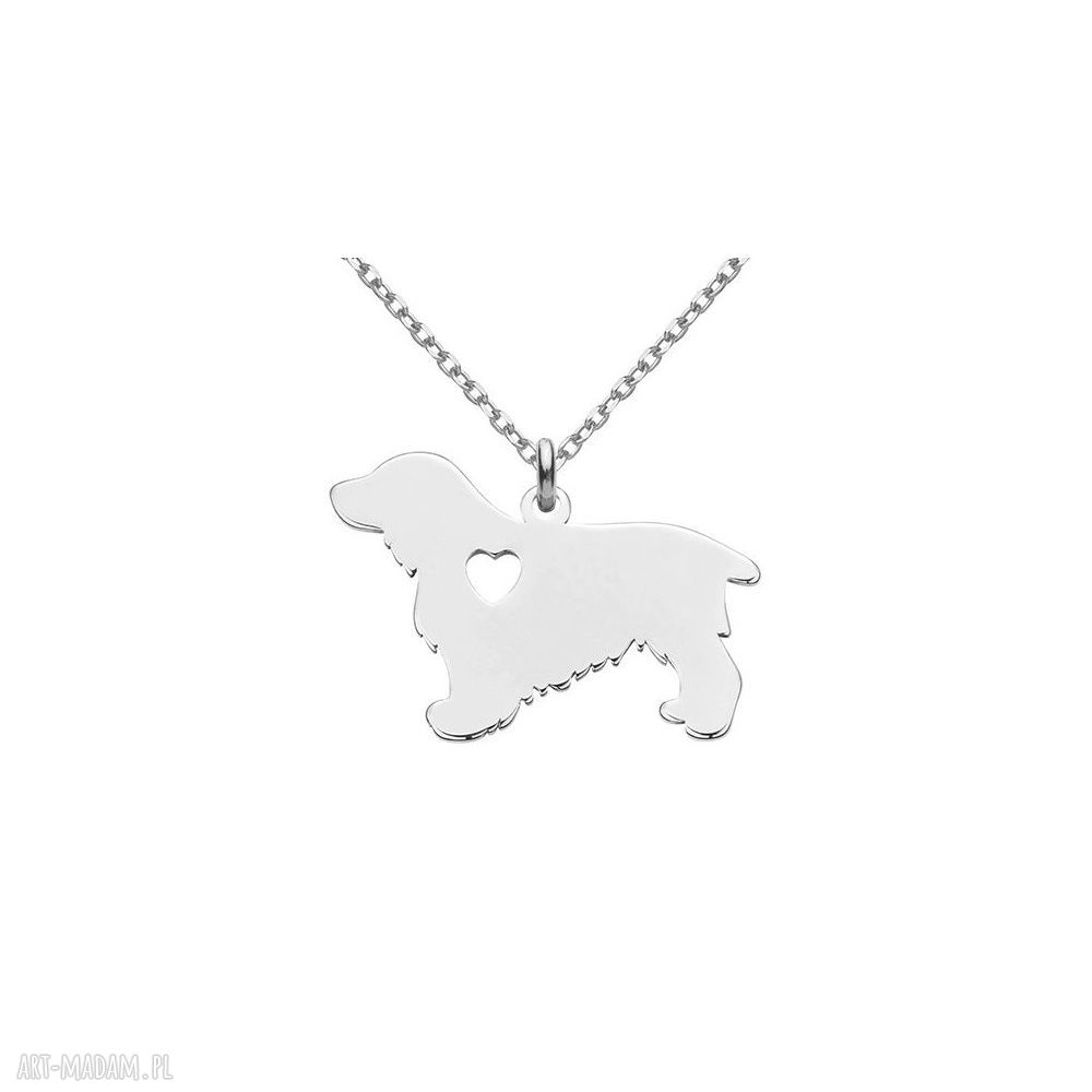 naszyjniki: Srebrny naszyjnik z psem rasy cocker spaniel ręcznie robione