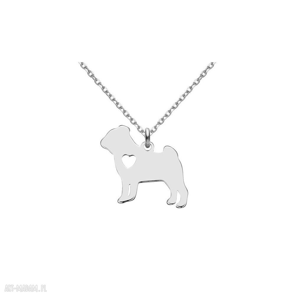 naszyjniki: Srebrny naszyjnik z psem rasy mops Ręcznie robione