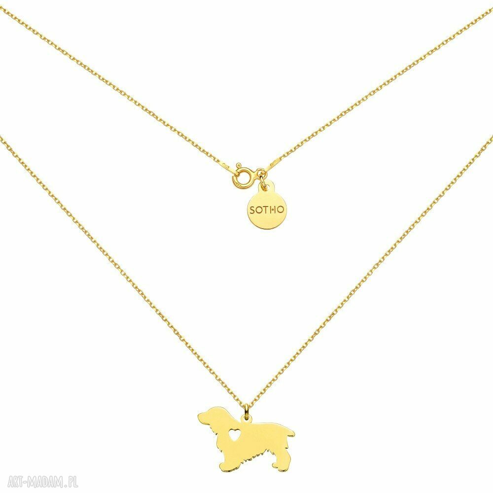 Złoty naszyjnik psem rasy cocker spaniel pies cockerspaniel