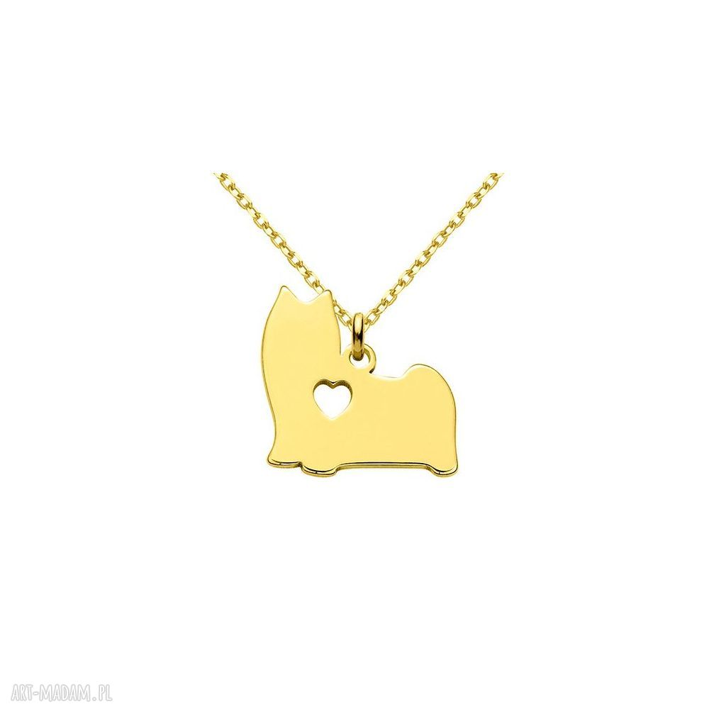 naszyjniki: Złoty naszyjnik z psem rasy shih tzu Hand Made