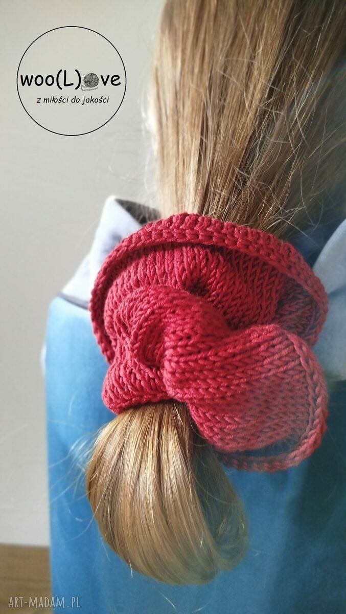 ozdoby do włosów: scrunchie premium (BA)WEŁNA bordowy Autorskie
