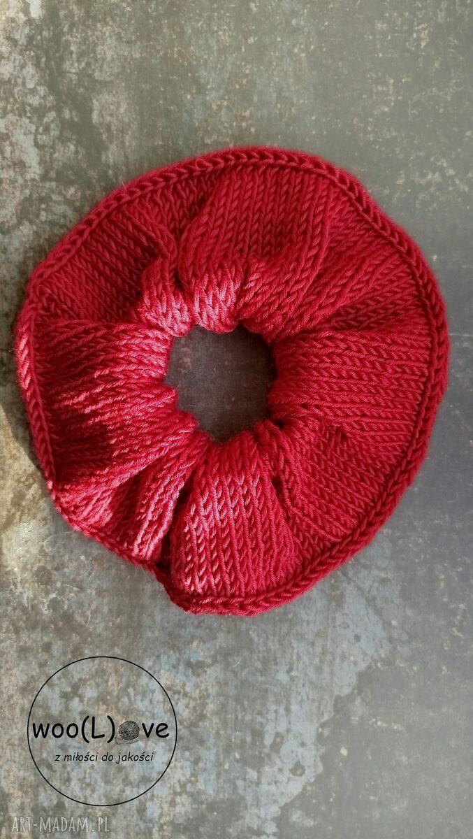 ozdoby do włosów: scrunchie premium (BA)WEŁNA bordowy Autorskie