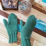 handmade rękawiczki wełniane merynoski zielony leśny