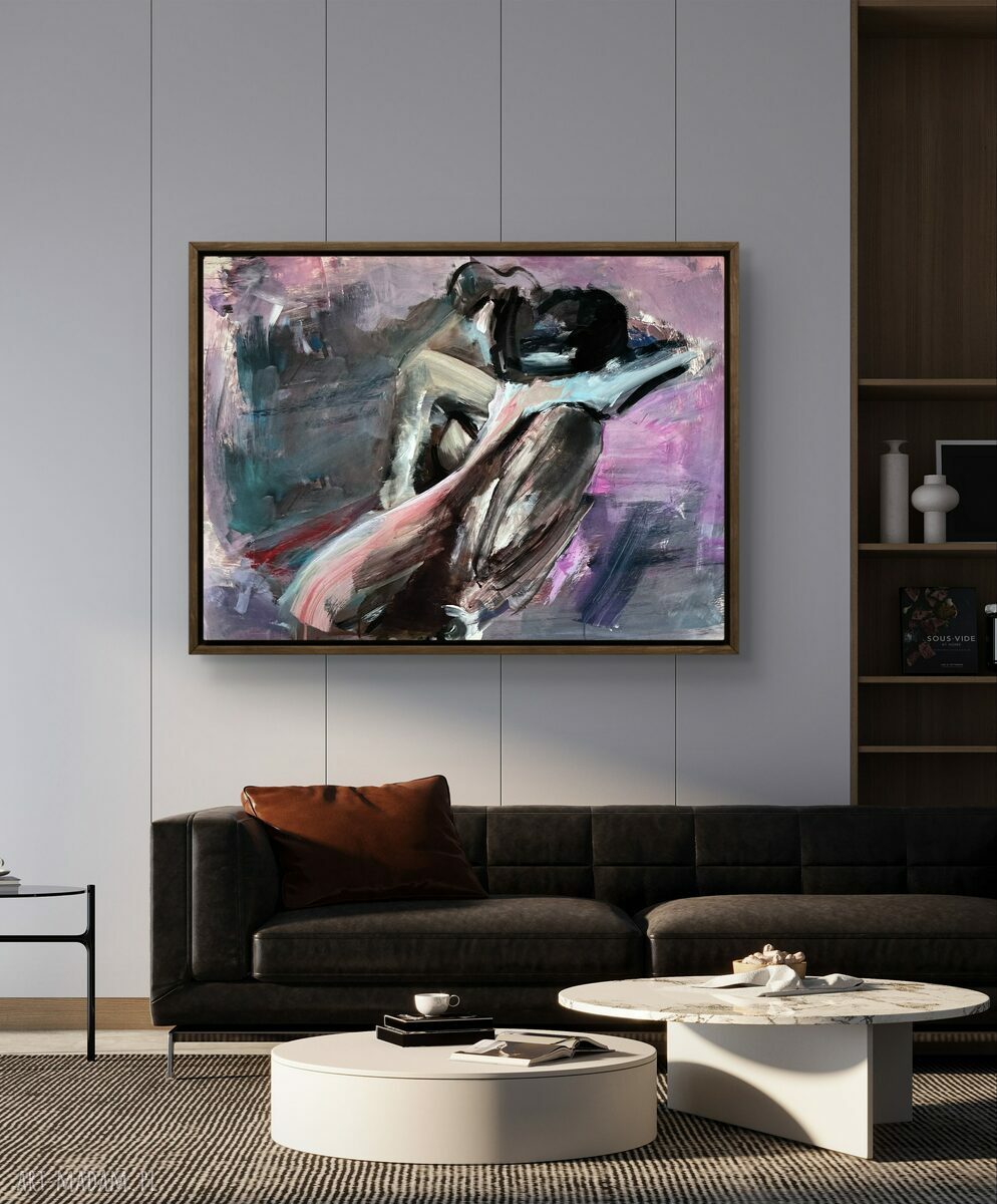Duży obraz Purple 120x80 cm na płótnie - fioletowa para kochanków