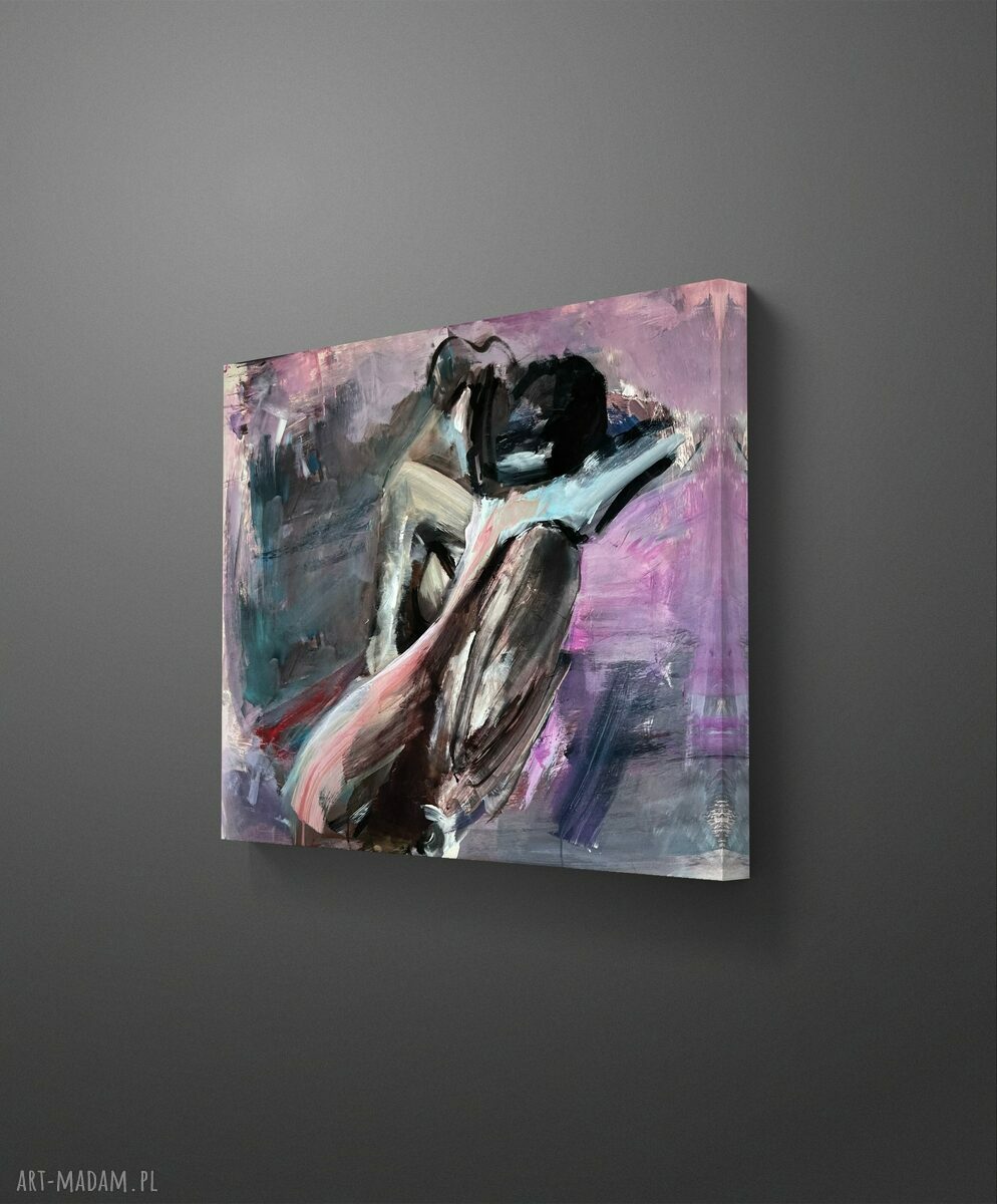 Duży obraz Purple 120x80 cm na płótnie - fioletowa para kochanków