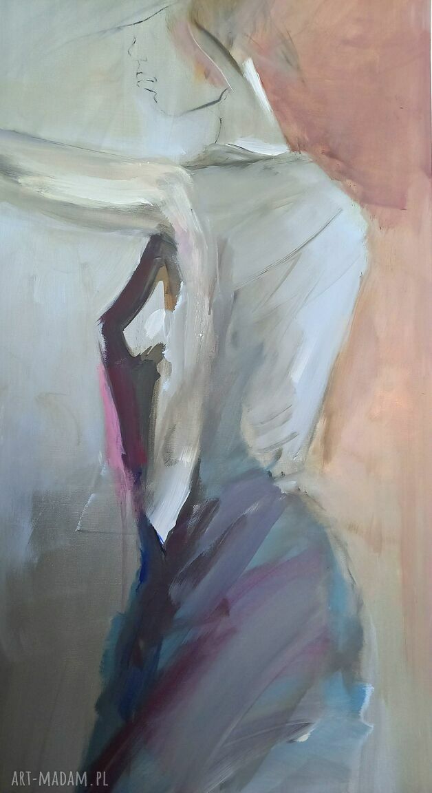 Fiolet i błękit - obraz kobiety w sztuce na płótnie 130x50 cm