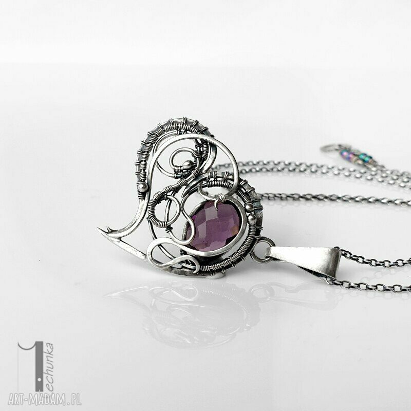 Purple heart I - srebrne serce z ametystem