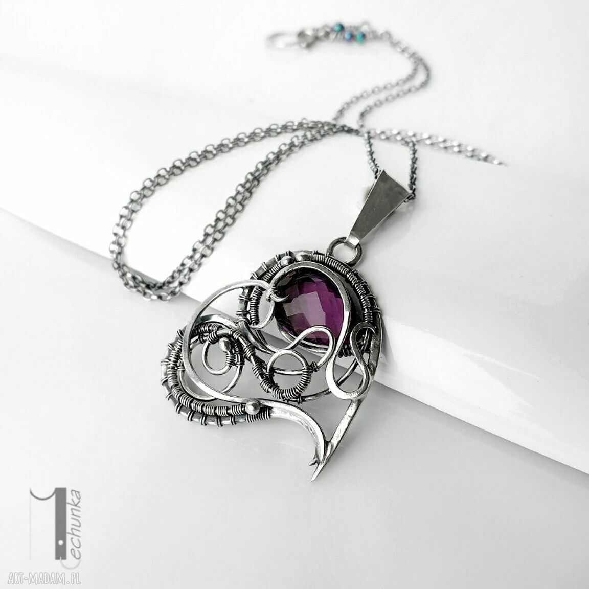 Purple heart I - srebrne serce z ametystem
