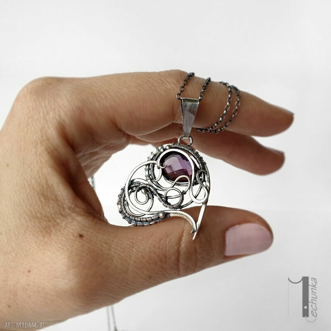 Purple heart I - srebrne serce z ametystem