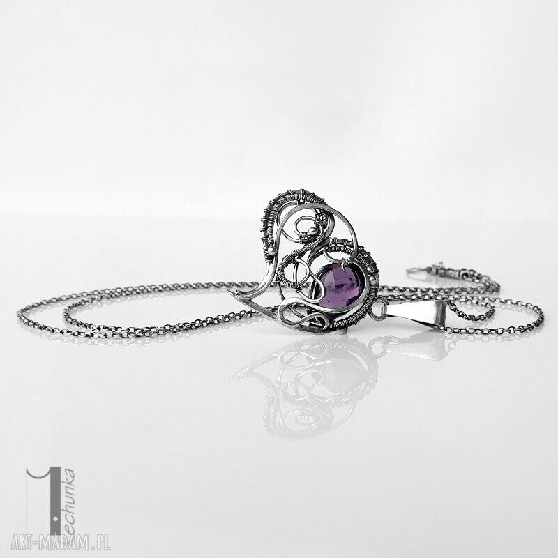 Purple heart I - srebrne serce z ametystem