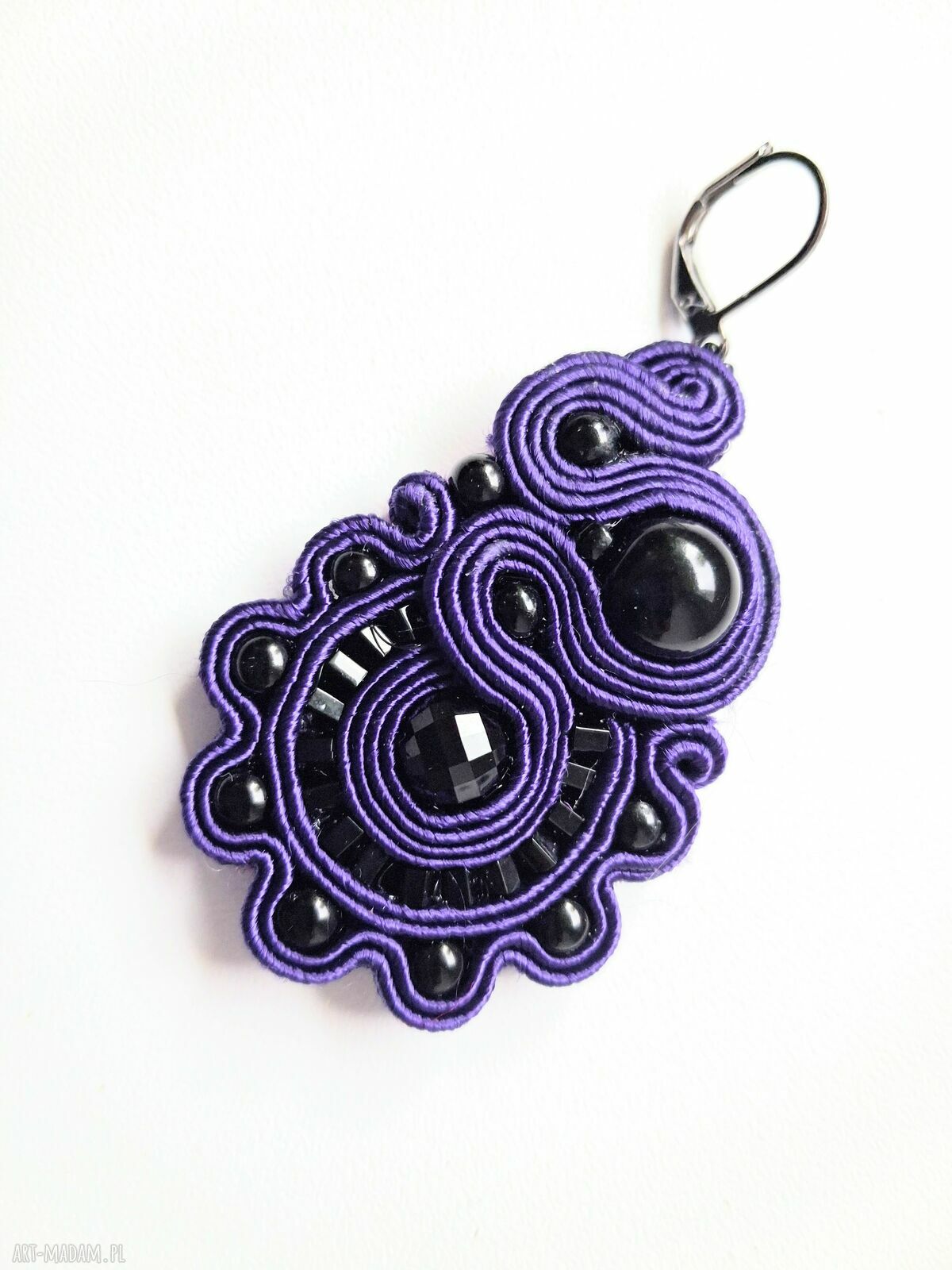 Fioletowe kolczyki sutaszowe Purple Night - 5,5 cm
