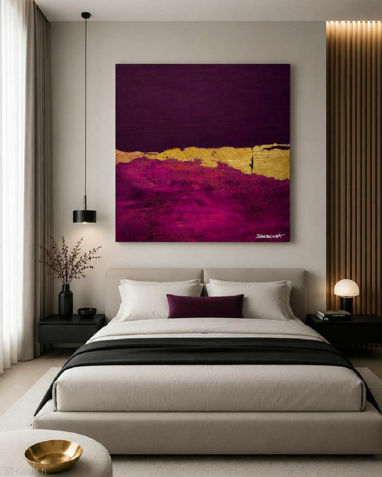 Purpurowy Sen - unikatowy obraz ręcznie malowany akryl 120x120 cm