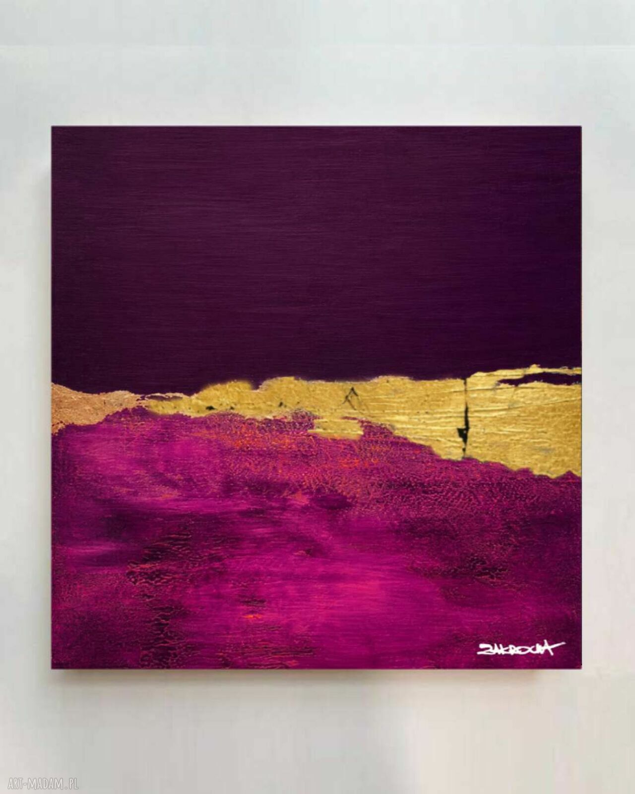 Purpurowy Sen - unikatowy obraz ręcznie malowany akryl 120x120 cm