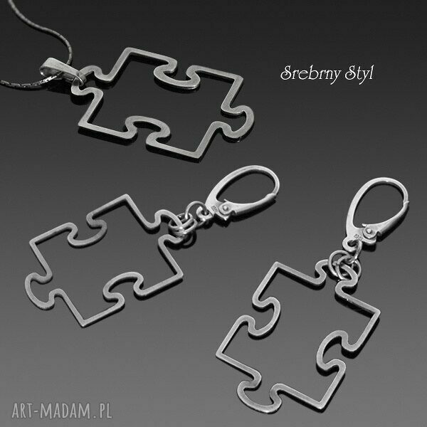Wisiorek Puzzle z oksydowanego srebra - ażurowy i efektowny