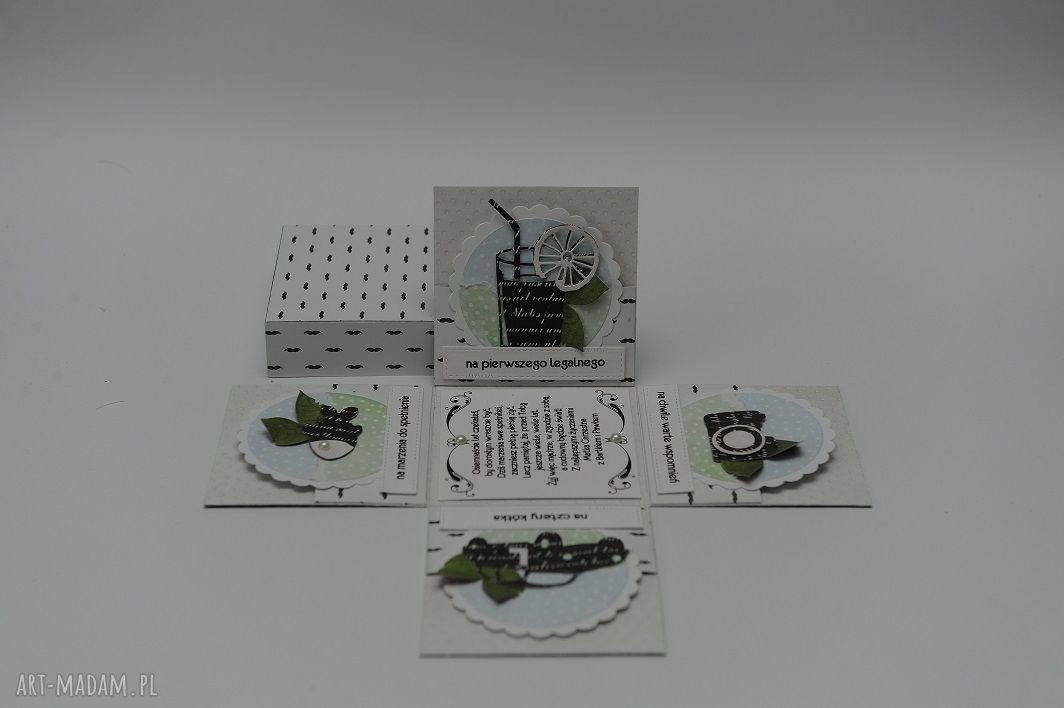 Exploding box 18 - kartka w pudełku z kieszonkami na prezent