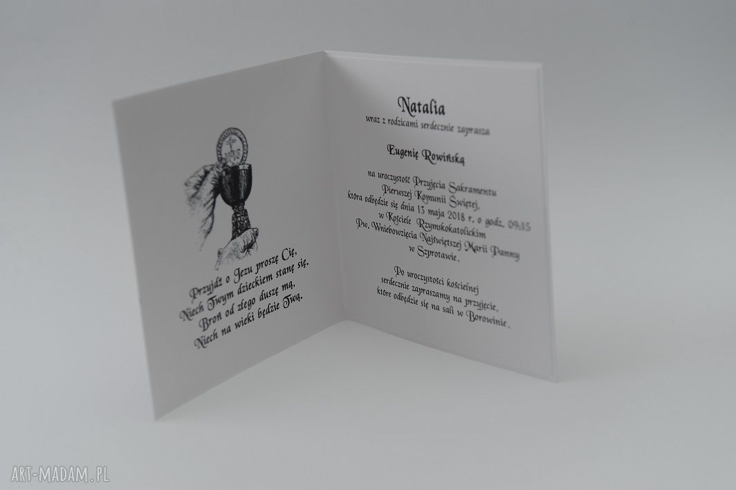 Zaproszenia na Pierwszą Komunię Świętą - personalizowane 15x15 cm