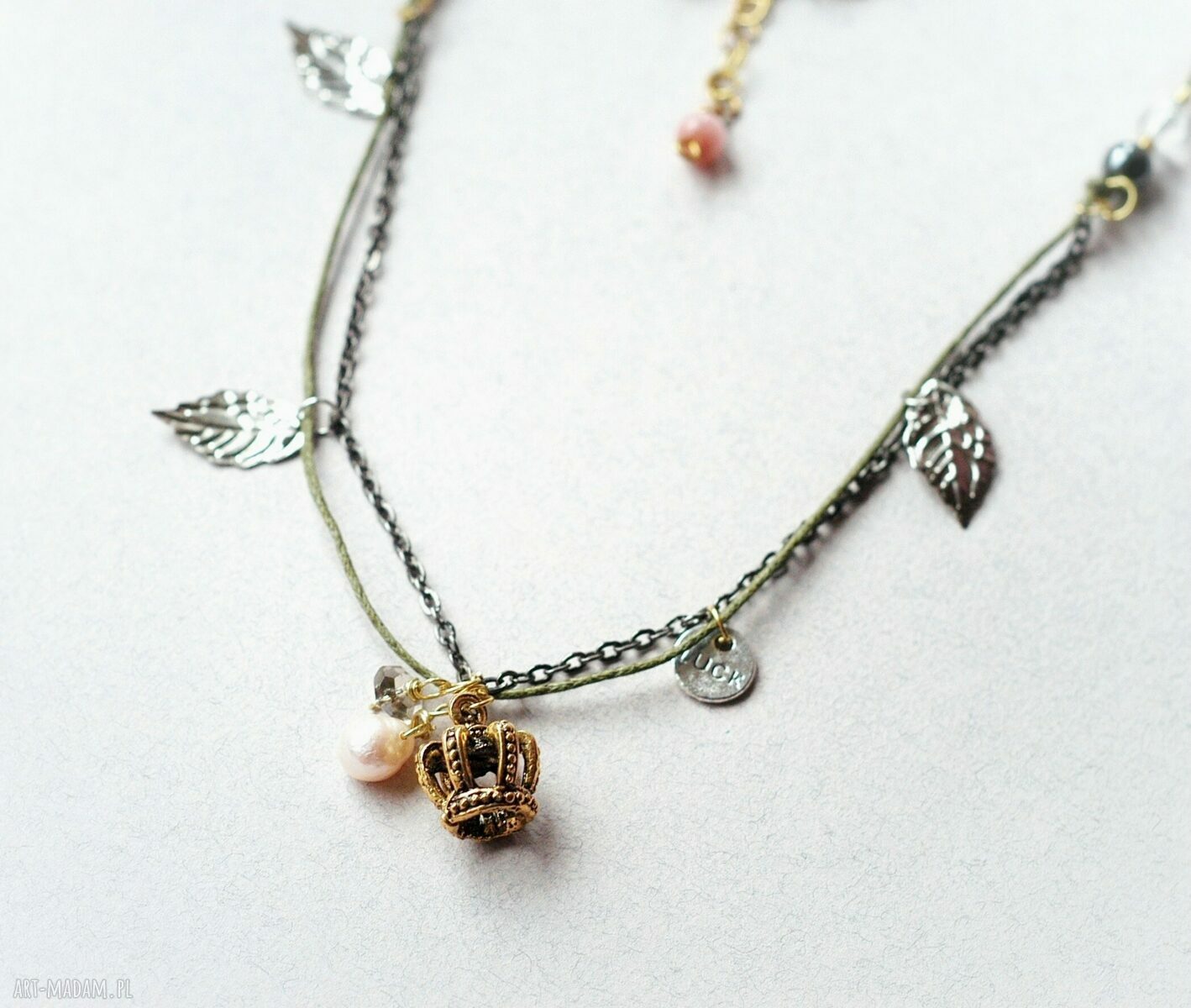Queen of rock! - naszyjnik handmade z naturalną perłą i kamieniami