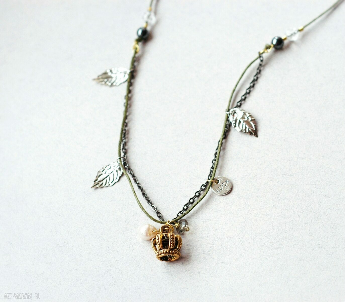 Queen of rock! - naszyjnik handmade z naturalną perłą i kamieniami