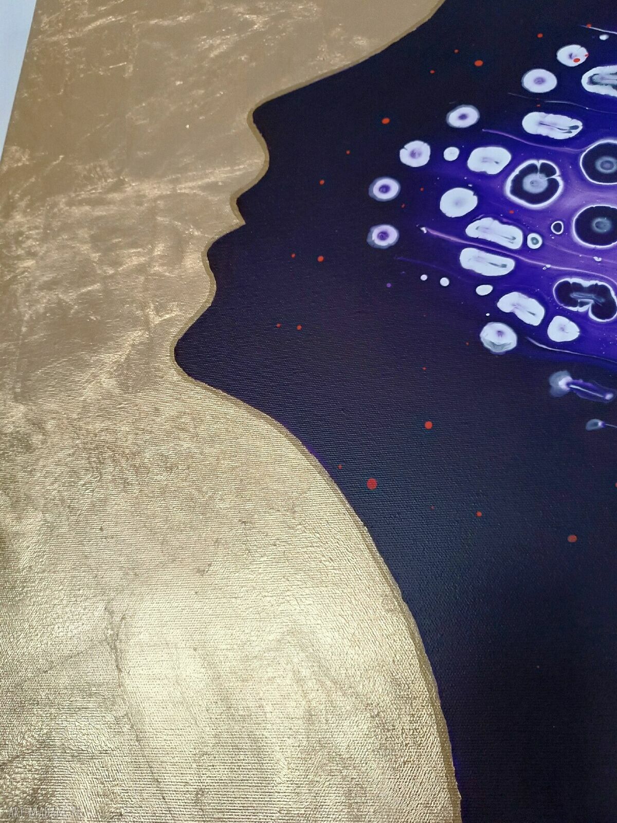 QUEEN OF THE NIGHT II - ręcznie malowany obraz abstrakcyjny 60x90 (fiolet i złoto)