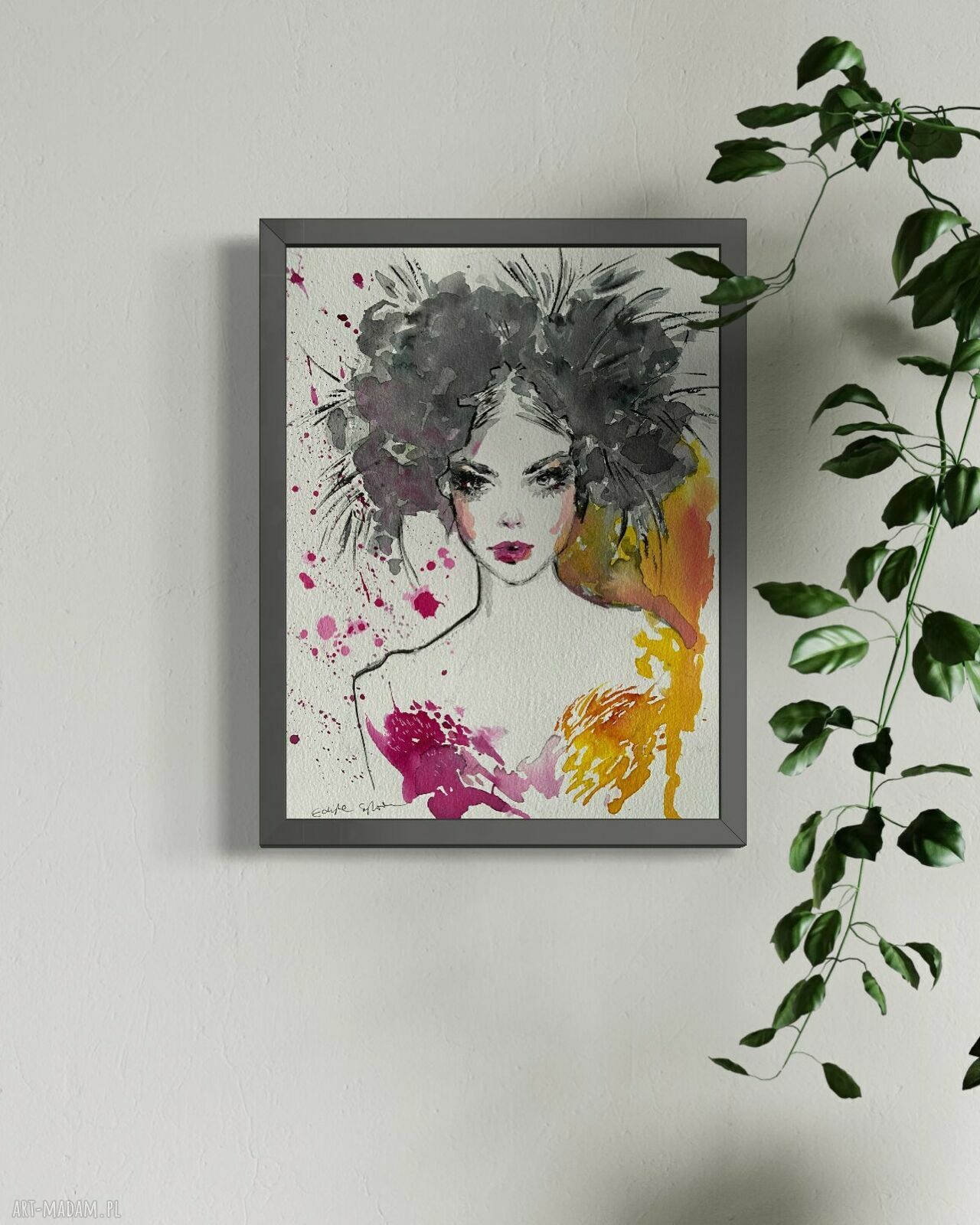 Radiant Beauty - akwarela na papierze, portret kobiety A4
