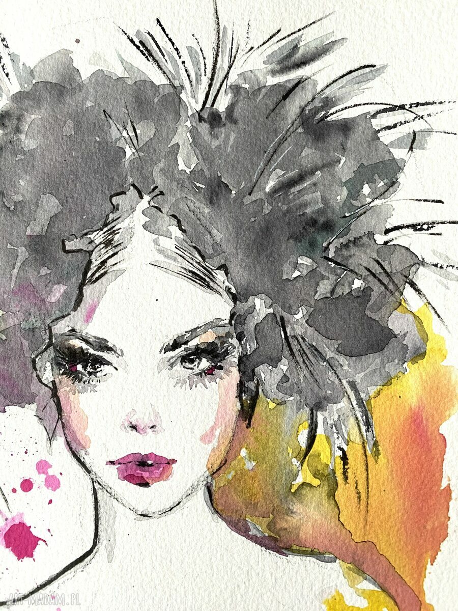 Radiant Beauty - akwarela na papierze, portret kobiety A4