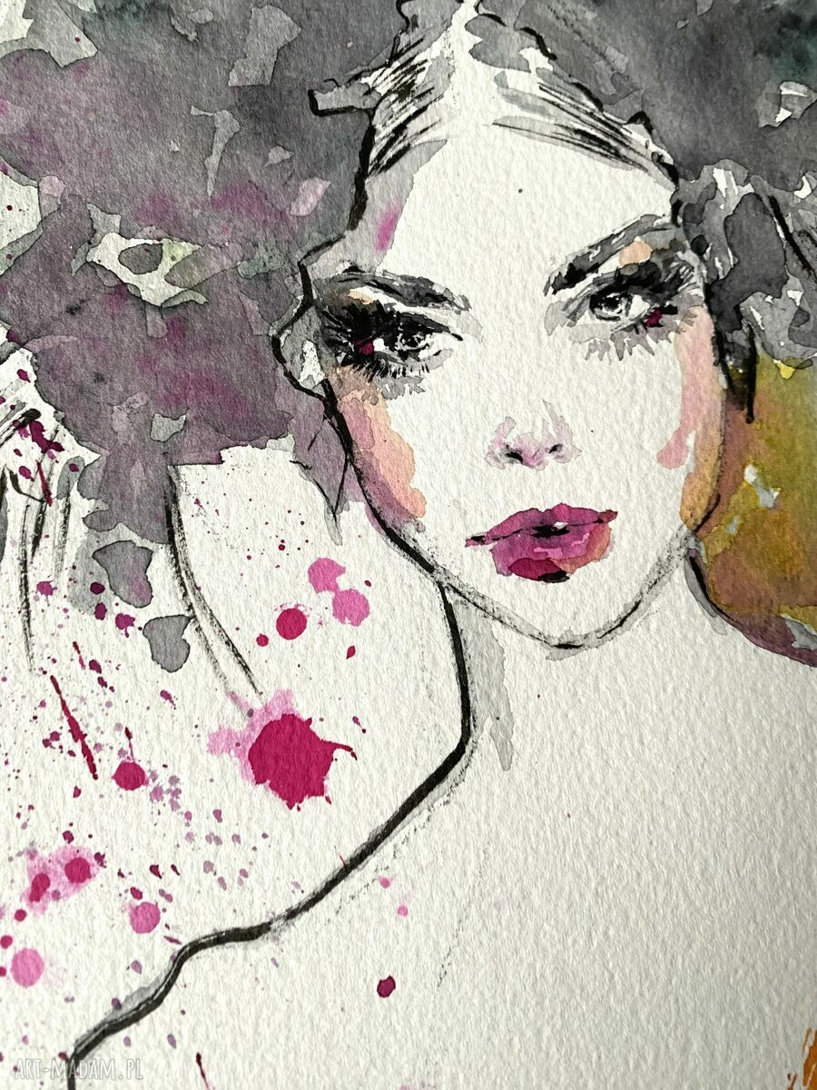 Radiant Beauty - akwarela na papierze, portret kobiety A4
