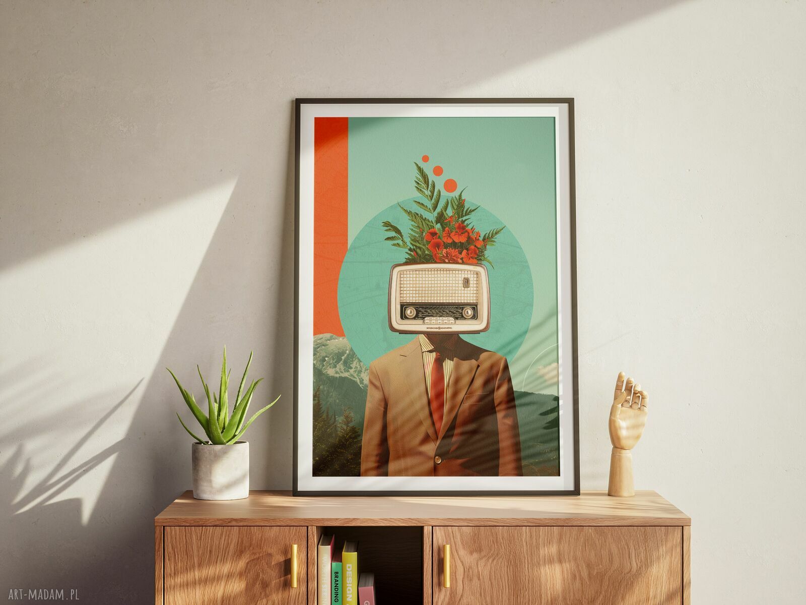 Plakat Radiohead 70x100 cm - surrealistyczny kolaż retro radia