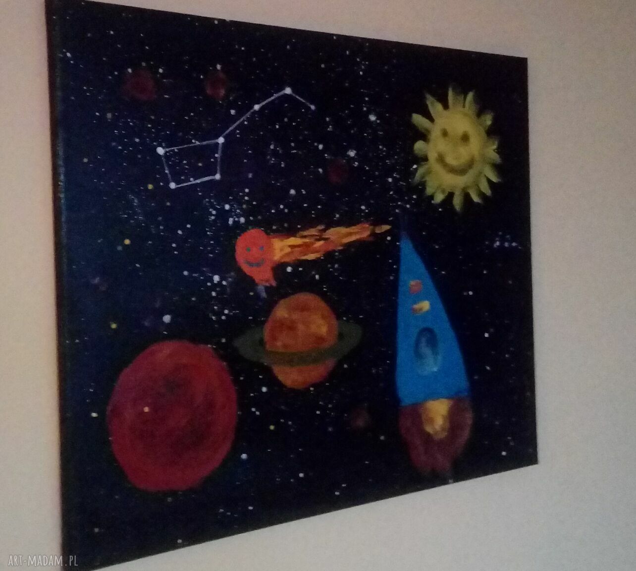 Radość Kosmosu - autorski obraz olejny na płótnie 40x50, gotowy do zawieszenia