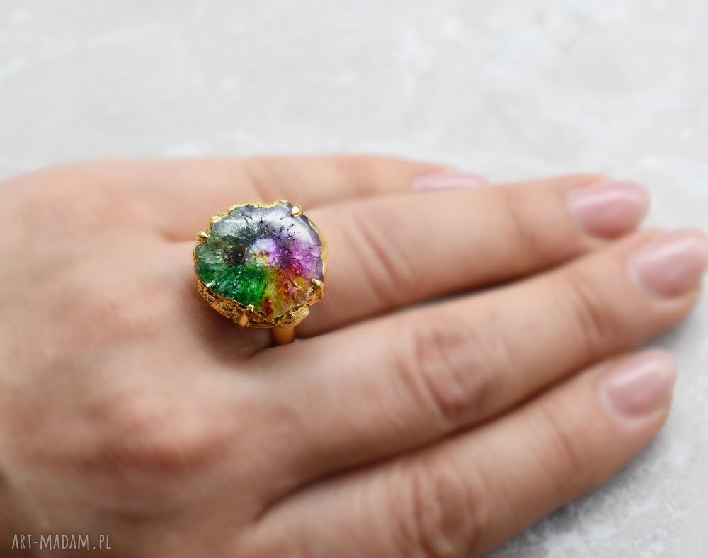 pierścionki: RADOŚĆ ŻYCIA pierścionek kwarc solarny (regulowany) Handmade