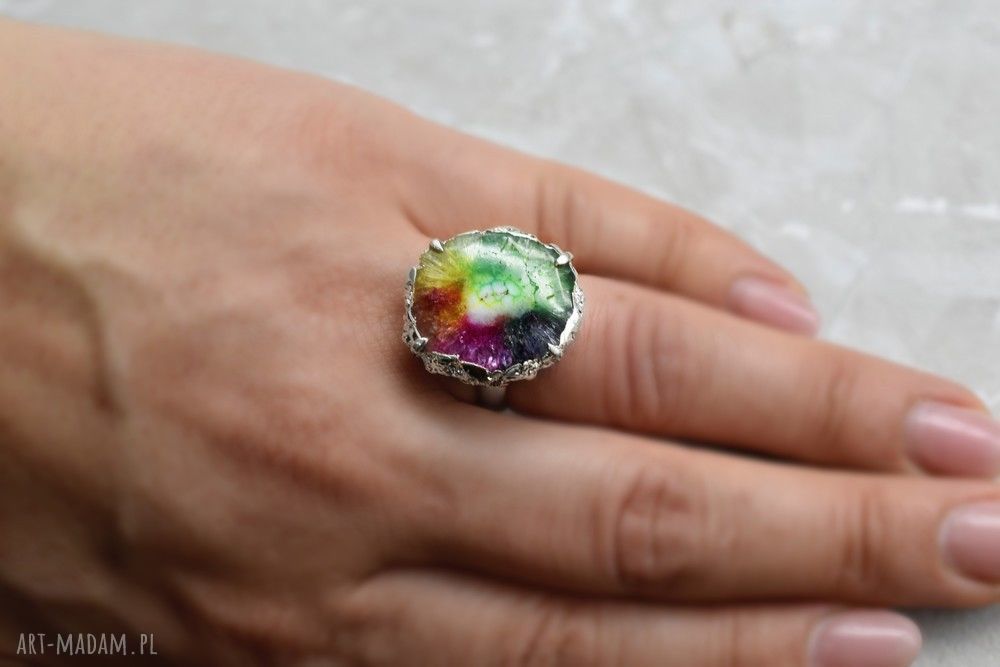 pierścionki: RADOŚĆ ŻYCIA Pierścionek z kwarcem solarnym (posrebrzany) ręcznie robione