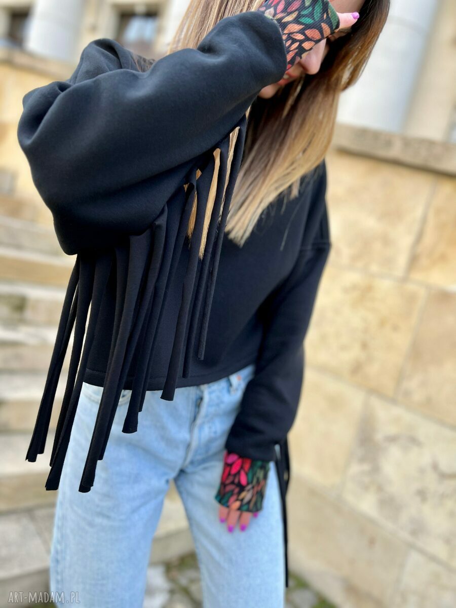 Rainbow Connection - bluza z frędzlami boho oversize z puszystym wnętrzem